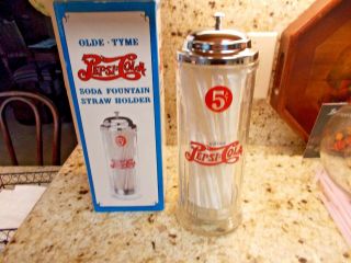 Pepsi Cola Straw Holder Glassware Soda Fountain Cafe Diner Rt.  66 Drive In Rare