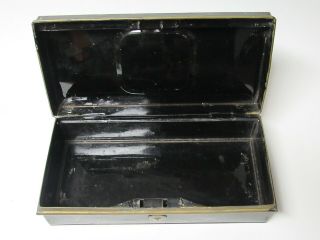 Vintage Antique Black Metal Lock Box Cash Document Deed Box - No Key 3