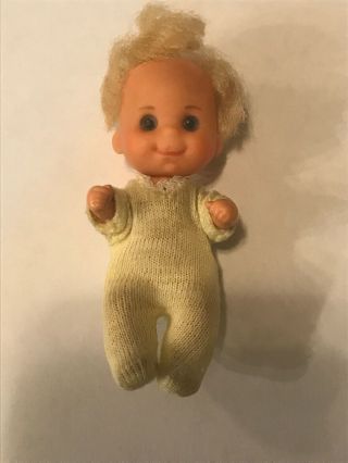Vintage 1973 Sunshine Family Doll,  Baby Sweets,  Yellow Sleeper