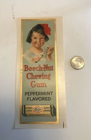 Rare Vintage 1920’s Bessie Beechnut Chewing Gum Water Transfer Window