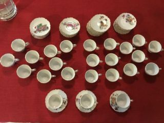Gold Trim Mini Tea Cups (24) & Saucers (33) Japan - Multiple Floral Designs