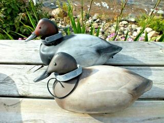Very Rare Minnesota Rubber Inflatable Canvasback Duck Decoys Rigged With Old Str