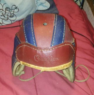 Vintage Antique Champion Leather Football Helmet.  Awesome