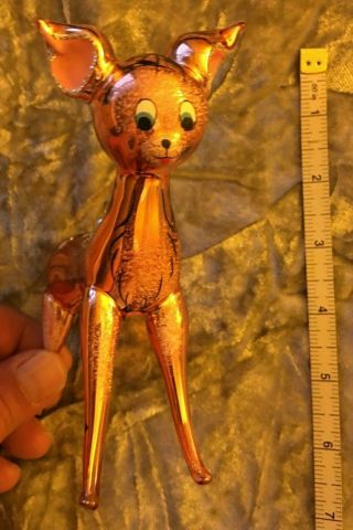 Laved Bambi Deer Italian Glass Ornament Made In Italy Rare