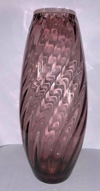 Antique Hand Blown Glass 19th Century Pinkish Purple Swirl Vase Stunning