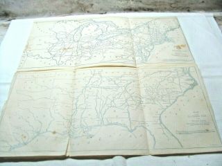 2 Antique Maps - Northern & Southern U.  S.  A.  - Drawn By J.  Wells - Appleton Rr Guide