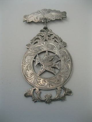Rare Old Sterling Silver Odd Fellows Medal W Dove