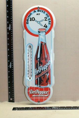 Rare St44 Drink Dr Pepper 10 2 4 Soda Pop Thermometer Porcelain Metal Sign Texas