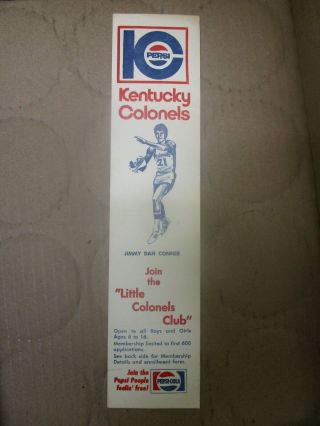 C1975 Kentucky Colonels Jimmy Dan Conner Pepsi Basketball Card - Ultra Rare