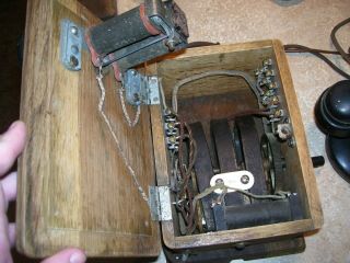 Antique Western Electric Oak Wood Wall Desk Pedestal Telephone Phone 3