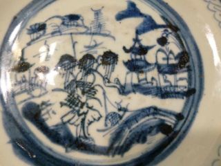 ANTIQUE CHINESE 18th 19th CEN EXPORT Canton BLUE & WHITE PORCELAIN DISH PLATE 3