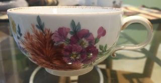 Early Meissen Tea Cup Flowers 3 1/2 Inches Round Rare