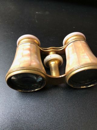 Antique Mother of Pearl French Opera Glasses/Binoculars with case 2