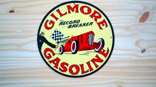 Vintage Gilmore Gasoline Porcelain Sign Gas Oil Pump Plate Service Station Rare