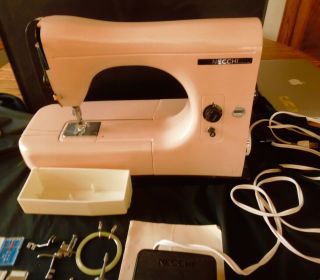 Vintage Necchi Lydia 544 Sewing Machine - Rare Pink - Peachy Color - Minty