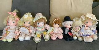 Precious Moments Vintage Dolls 4 Large 3 Small