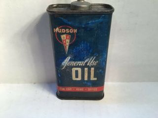 Vintage Hudson Can handy oiler Lead Top 4 oz rare tin Sunoco Sinclair Shell Ford 2