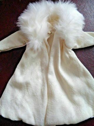 Vintage Cream White Doll Clothing Jacket With Removable Faux Fur Collar Coat