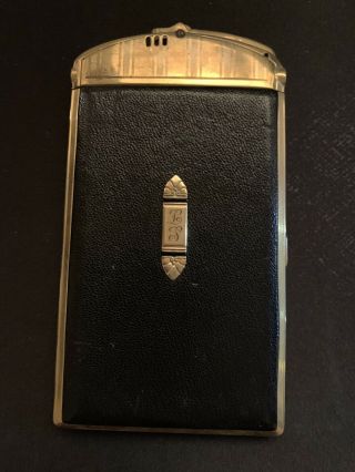 1930s Art Deco Ronson Commander Leather Sided Cigarette Case - Lighter Rare