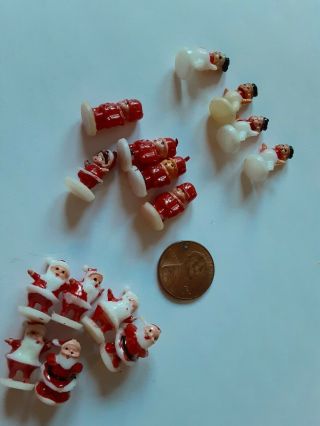Set Of 15 Tiny Santa Claus Snowman Christmas Dollhouse Miniatures Vintage
