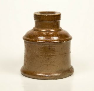 Antique Stoneware Ink Well Bottle Salt Glazed Pottery 2.  75 " Primitive