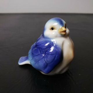 Vintage Hand Painted Chinese Song Bird Figurine Blue & White Porelain China