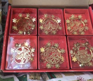 Very Rare Vintage Winter Lace Snowflake 12 Days Of Christmas Ornament Set