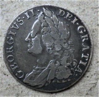 1758 George Ii Silver Shilling Coin Vintage Antique