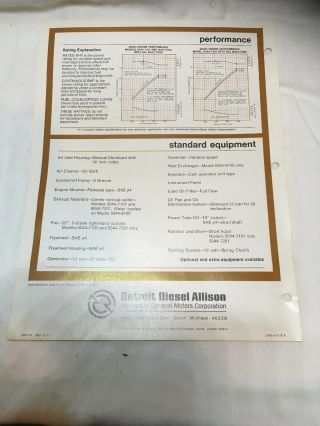 Rare Vintage Detroit Diesel Engine Division 4 - 53 Brochure 123 HP Spec Sheet 3