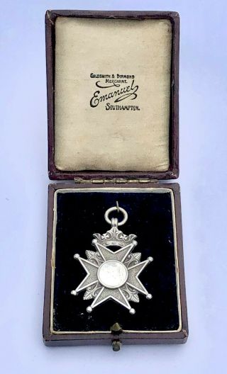 Victorian Cased Silver Football Fob Medal " South Hants Football League "