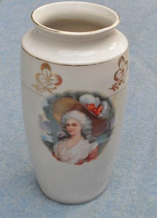 Vintage Germany 8 " Porcelain Vase Iridescent Glaze With Woman