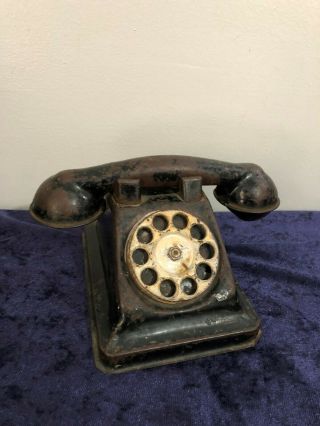 Antique Metal Toy Phone Vintage Rotary Telephone Kids Children 