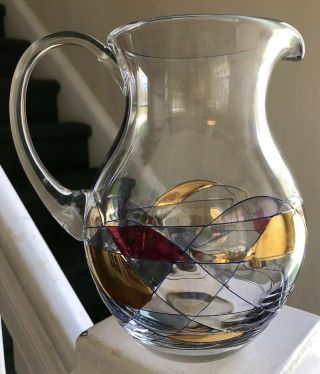 Milano Noir Romanian Crystal Juice Sangria Wine Water Pitcher Rare Design Glass
