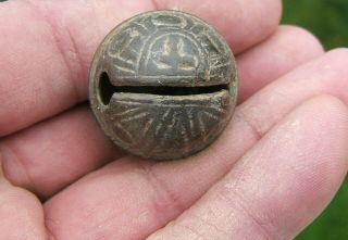 16th/17th Century Bronze Crotal Bell with Hammer in Shield Foundry Mark 2
