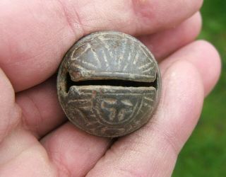 16th/17th Century Bronze Crotal Bell with Hammer in Shield Foundry Mark 3