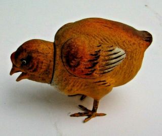 Antique Vintage Paper Mache Baby Chick Chicken Candy Container Metal Feet Rare