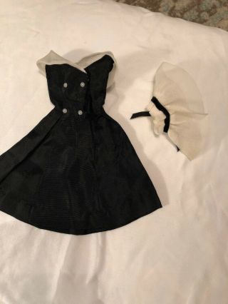 934 After Five Vintage Barbie Organdy Black White Dress Hat 1960s Doll Clothes
