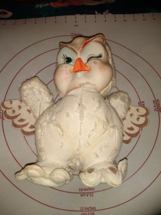 Vintage Rushton Rubber Face Owl Funny Face Stuffed Animal Rare