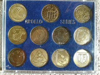 Nasa Apollo Manned Space Flight Series - 11 Antique Bronze Coin Set