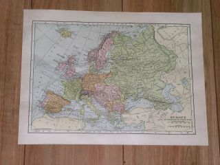1936 Vintage Historical Map Of Europe In 1914 Wwi Outbreak / Italy Unification