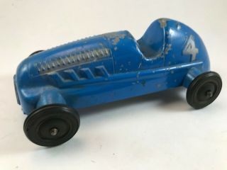 Vintage Irwin Racer 4 Antique Metal Diecast Race Car,  Blue,  4 Wheels