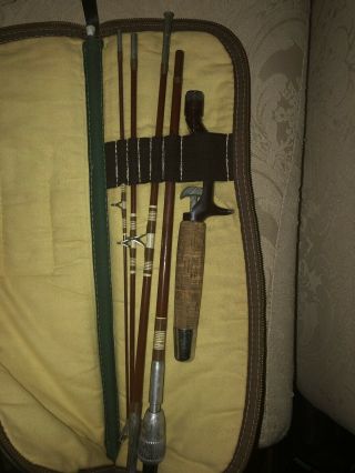 Rare Vintage True Temper Travel Fishing Rod In Case