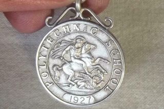 A Fine Solid Sterling Silver Pocket Watch Chain Fob Medal Birmingham 1927.