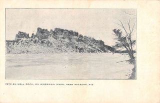 Necedah Wisconsin Pete En Well Rock Waterfront Antique Postcard K77232