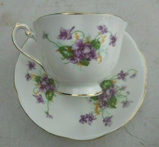 Vintage Royal Standard England Tea Cup Saucer Set Purple Violets Gold Trim