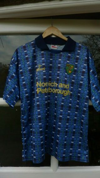 Rare Vintage 90s Norwich City Mitre Away Shirt,  Jersey 1994 - 1996 Size L - Rare