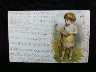 Antique Germany Secret Coded Numeric Message Small Boy Rare 1900 Postcard