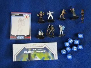 Star Wars Clone Wars Miniatures,  Cards Dice Game 7 Action Figures Rare Padme