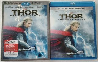 Marvel Thor: The Dark World Blu Ray 3d/2d 2 Disc Set & Rare Oop Slipcover Sleeve