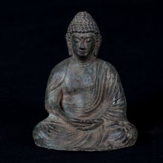 Antique Japanese Style Seated Amida Amitabha Meditation Buddha Statue - 11cm/4 "